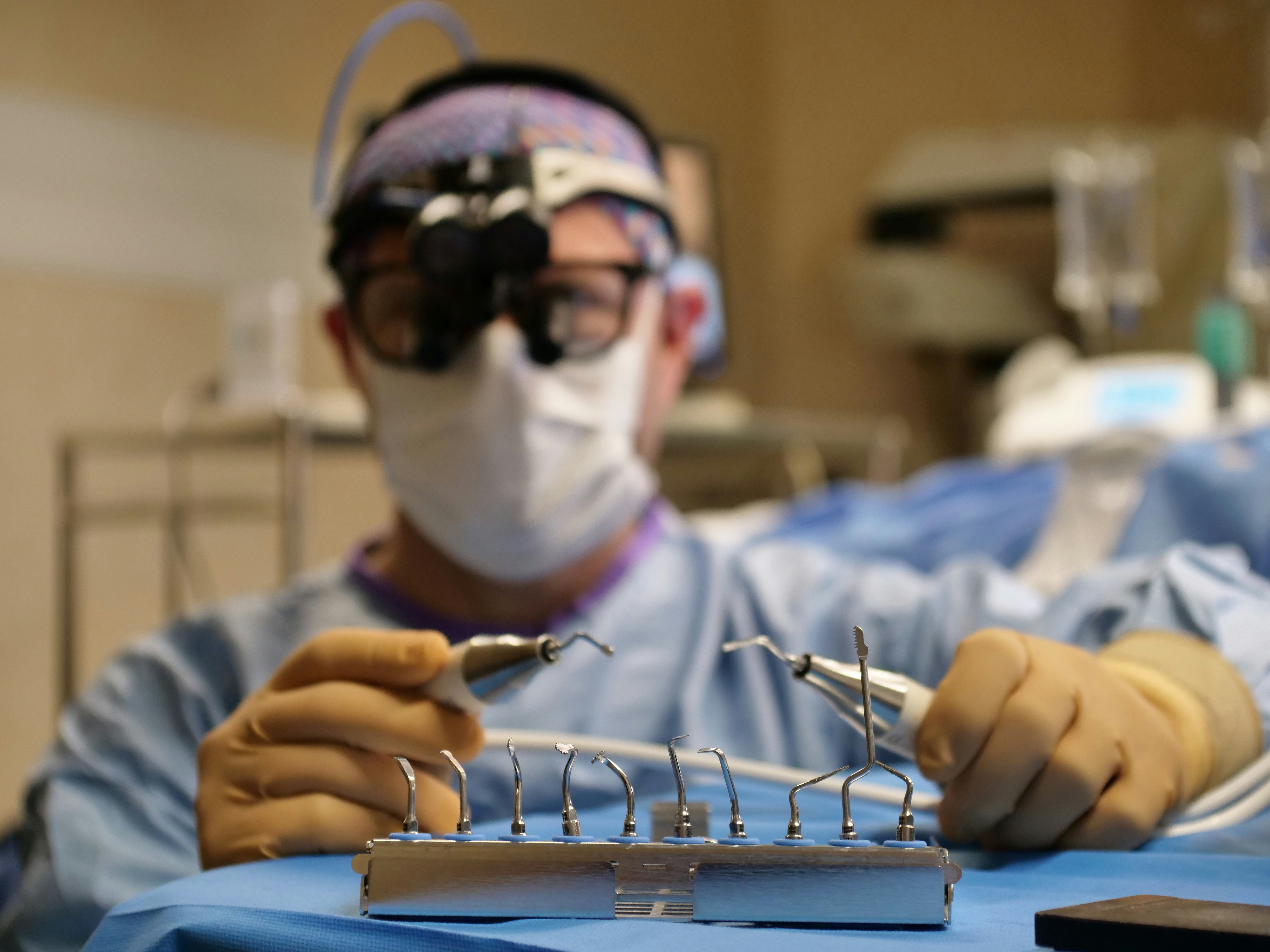 Surgical team performing operation